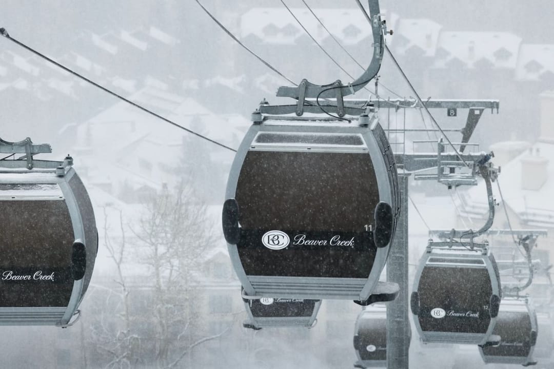 Beaver Creek gondolas in falling snow