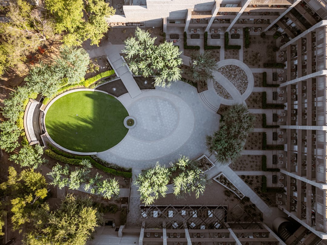 Grand Hyatt Scottsdale courtyard lawn and paths from directly above