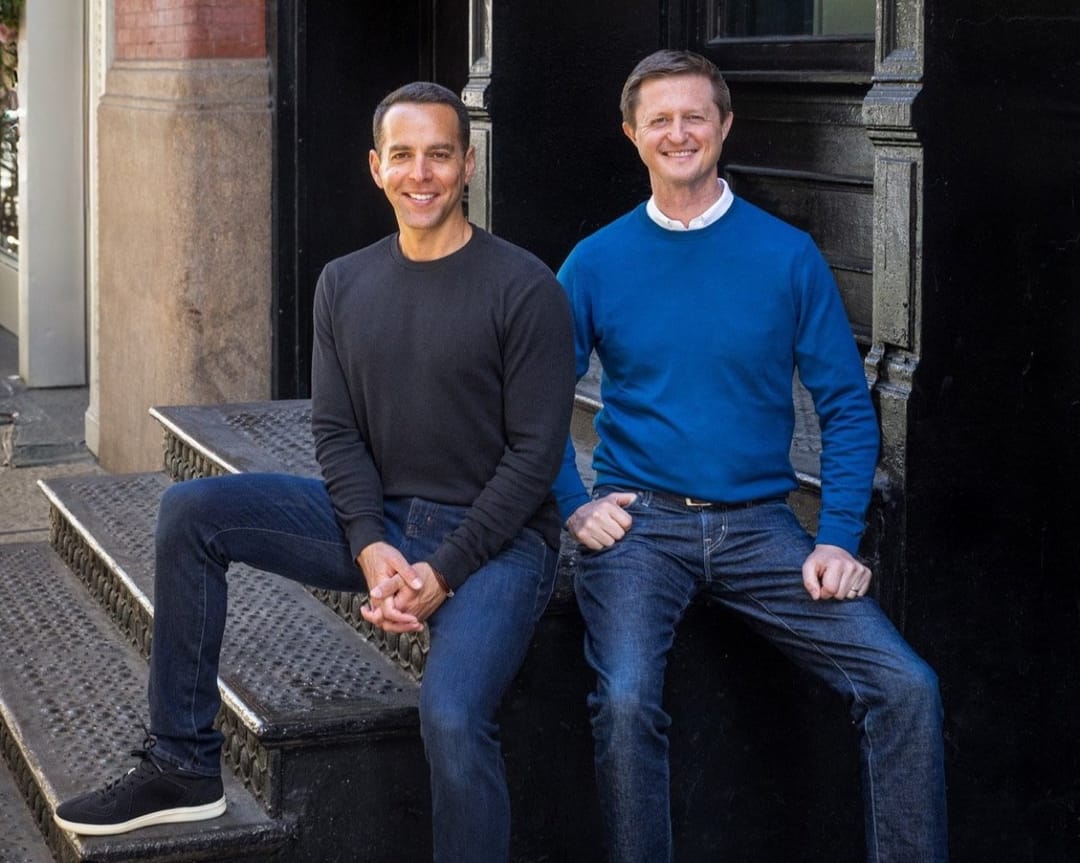 Harkov Lewis Team co-founders Ari Harkov and Warner Lewis on a SoHo stoop