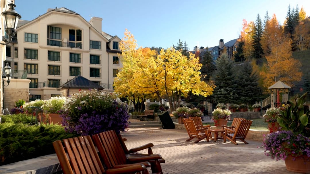 Courtyard of Park Hyatt Beaver Creek in fall, from Autumn in the Rockies